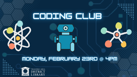 Coding Club Monday February 23rd at 4pm with a robot