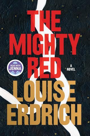 black book cover with white river path flowing behind test The Might Red, Louise Erdrich"