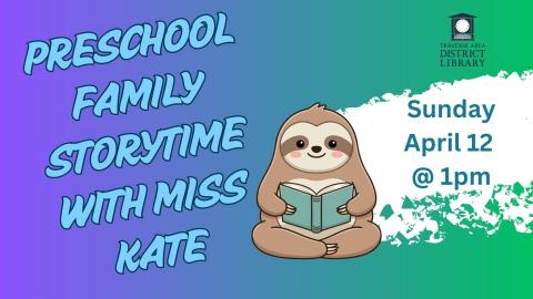 April 12 Preschool Storytime 1 PM