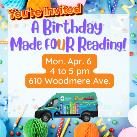 Image of the TADL bookmobile, other info repeated on page