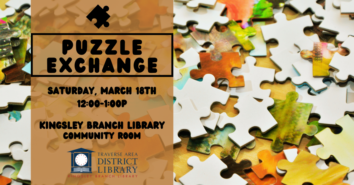 background image of puzzle pieces with event information on left side