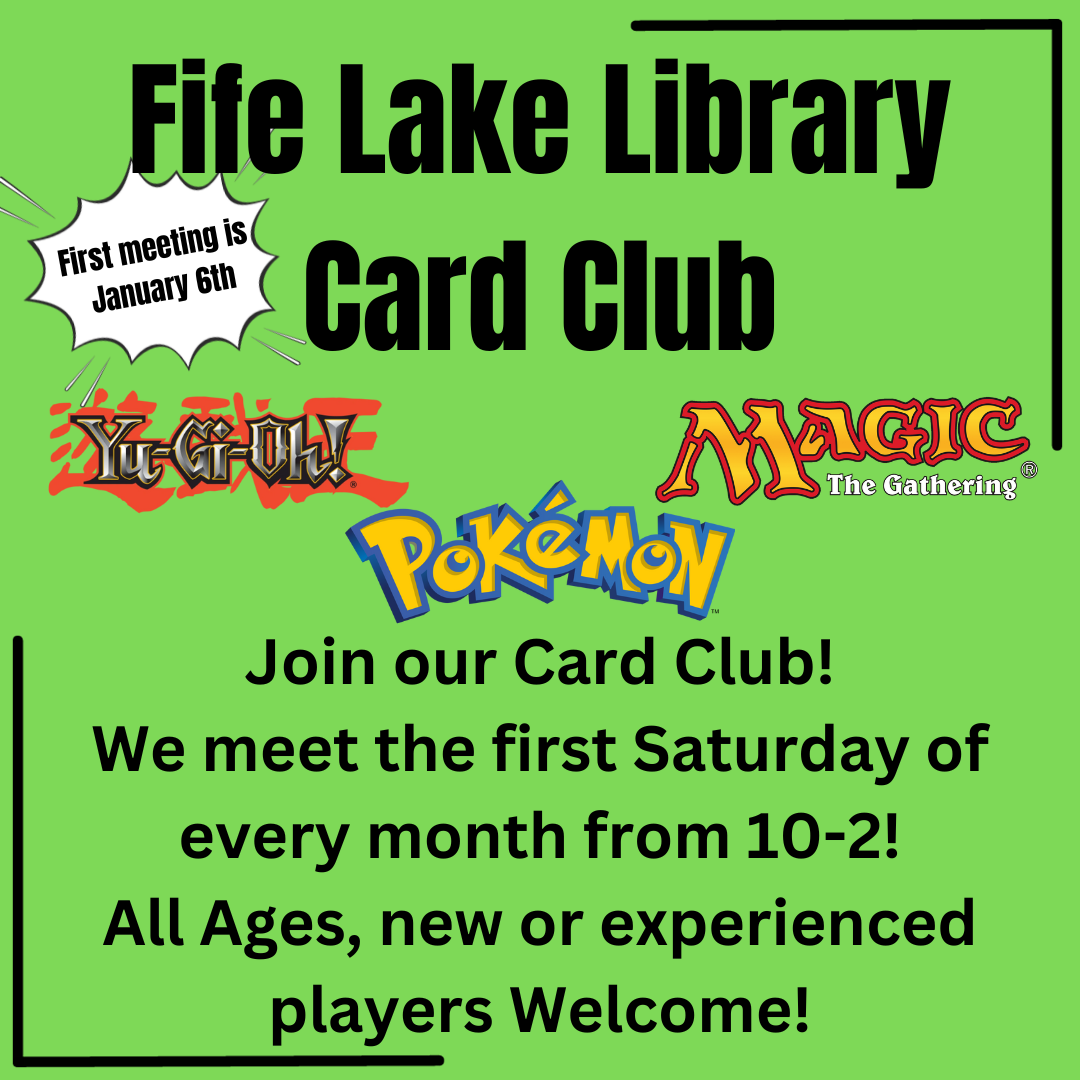 Green poster with card game names written in color