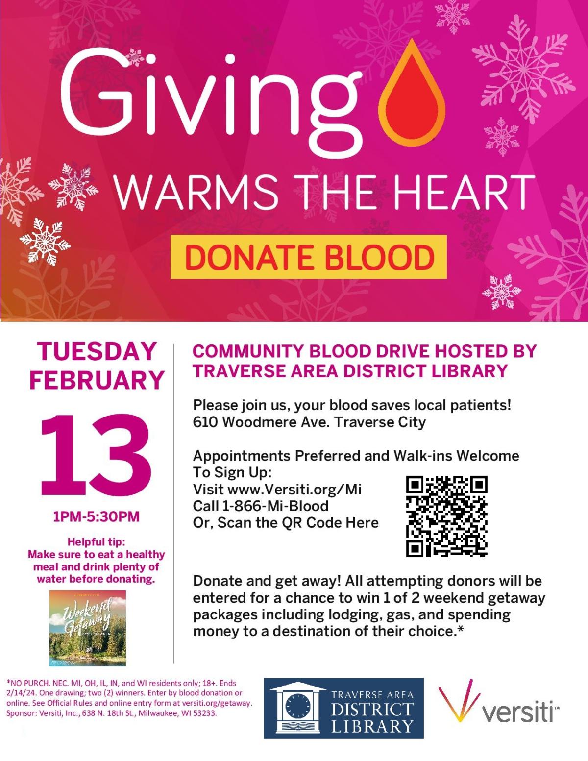 Banner: Giving Warms the Heart, Donate Blood