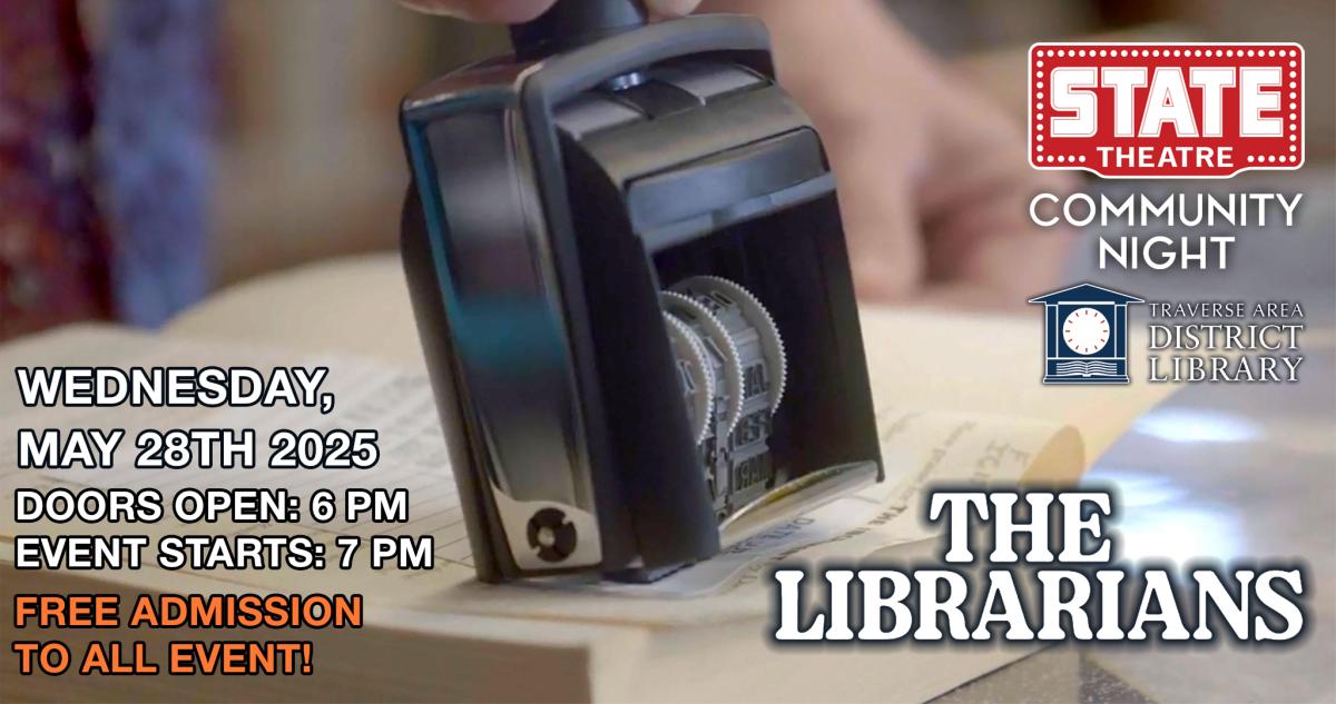 Still Image from the Librarians film - Image of a date stamper being used on an open book.