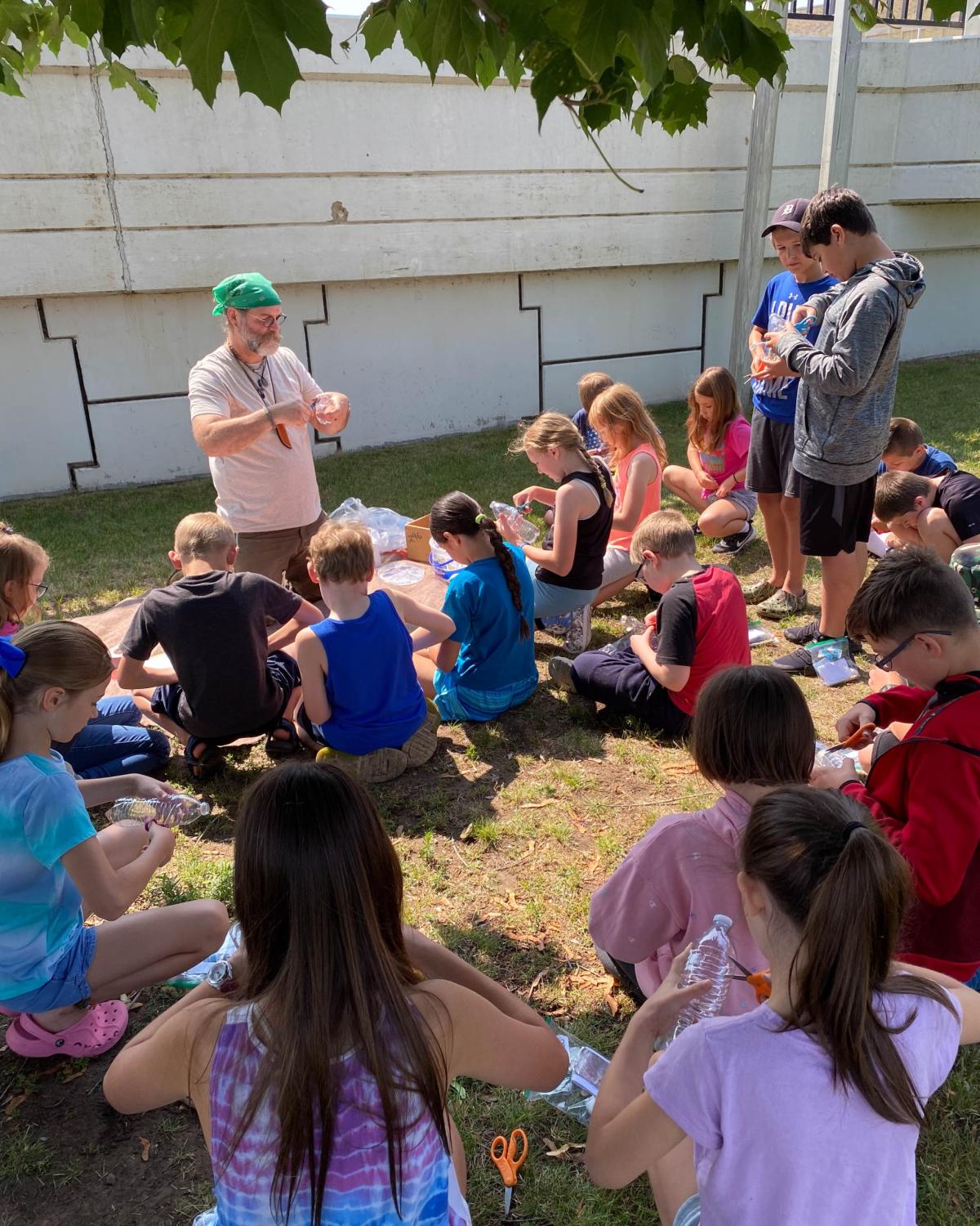 The Woodsy Dude teaches students about outdoor survival.