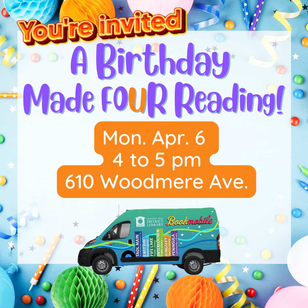 Image of the TADL bookmobile, other info repeated on page