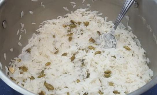Kaddu Ke Beej Chawal (Rice with Pumpkin Seed)