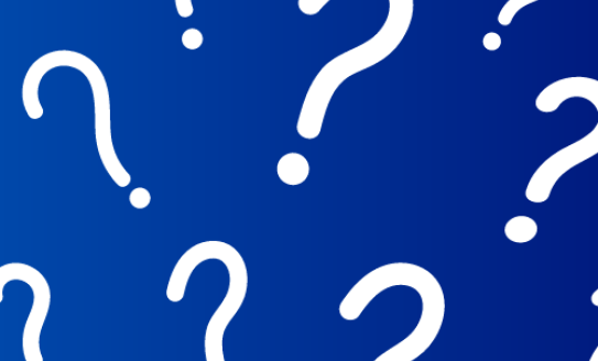White question marks on a blue background