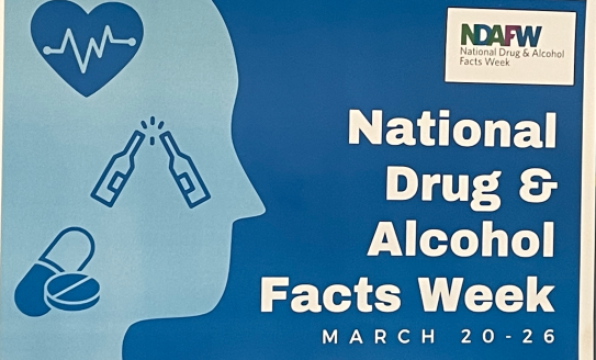 National Drug & Alcohol Facts Week March 20-26 graphic with a profile, heart icon, alcohol and drug icons