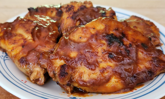 plate on table piled with filipino bbq chicken