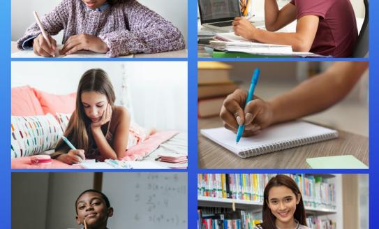 Stock pictures of teens writing.