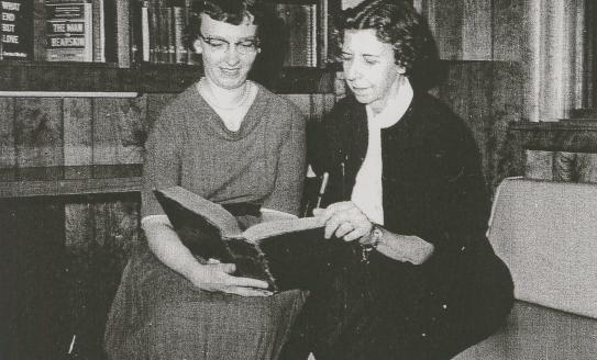 Two librarians in the Michigan Room