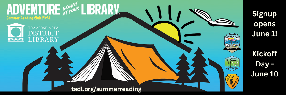 Adventure Begins at Your Library Summer Reading Club image with book tent